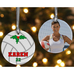 Personalized 2 Sided Volleyball Photo Ornament