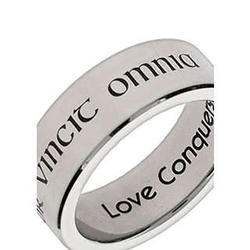 Love Conquers All Stainless Steel Poesy Ring