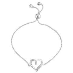 Single Cut Diamond Heart Adjustable Bracelet in Sterling Silver