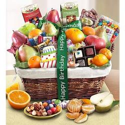 Happy Birthday Fruit and Sweets Gift Basket