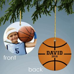 Custom Photo Basketball Ceramic Christmas Ornament