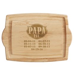 Personalized Dad Established Oversized Wood Cutting Board