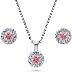 Silver Halo Swarovski Bridesmaids Necklace & Earrings Set