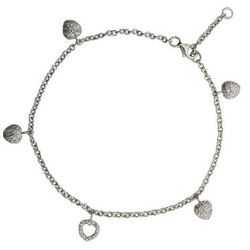 Tiffany Style Charm Anklet with Pave Hearts