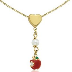 14K Gold Disney Snow White Apple Dangle Necklace