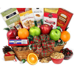 Fruit and Hearty Snacks Christmas Gift Basket