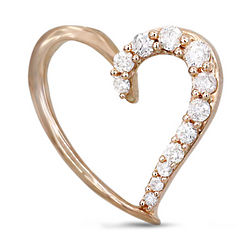Rose 10K Gold Diamond Heart Pendant