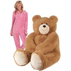 Giant Hunka Love Teddy Bear and Medium Pink Hoodie-Footie