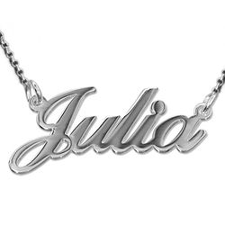 Elegant Silver Double Thickness Personalized Name Necklace