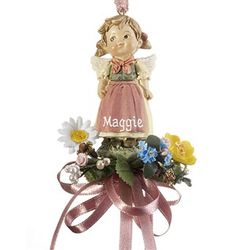 Personalized Daydreaming Angel on Flowers Ornament