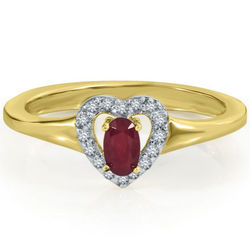 Ruby and Diamond Heart Ring in 10 Karat Gold