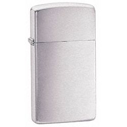 Slim Brushed Chrome Zippo Lighter with Engraved Personalization
