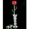 Sterling Silver Trimmed Red Rose with Crystal Vase