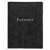 Personalized Passport Holder in Black Embossed Plaid Leather