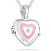 Girl's Diamond Resin Heart Locket Pendant in Silver
