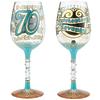 70th Birthday Hand Painted Wine Glass