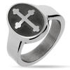 Oval Cross Stainless Steel Signet Ring