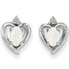 14K White Gold Opal Heart Earrings