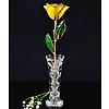 24K Gold Trimmed Yellow Rose with Crystal Vase
