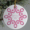 Personalized Pink Ribbon Snowflake Ornament