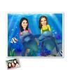 Underwater Adventure Female Duo Caricature Print from Photos