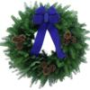 Balsam Fir 24" Wreath with Blue Bow and Cones
