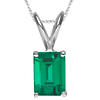Russian Simulated Emerald Solitaire Pendant in 14K White Gold