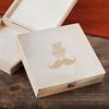 Groom's Personalized Wooden Cigar Box with Mustache Design