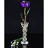 24 Karat Gold Trimmed Lilac Rose with Crystal Vase