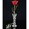 24 Karat Gold Trimmed Red Rose with Crystal Vase