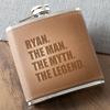 The Man, the Myth, the Legend Personalized Tan Hide Flask