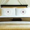 Brown Initial Motif Couples' Personalized Pillowcases