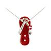 Ruby Red Flower Strap Flip Flop Necklace