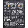Bathroom Rules Personalized 14x18 Black Canvas Print